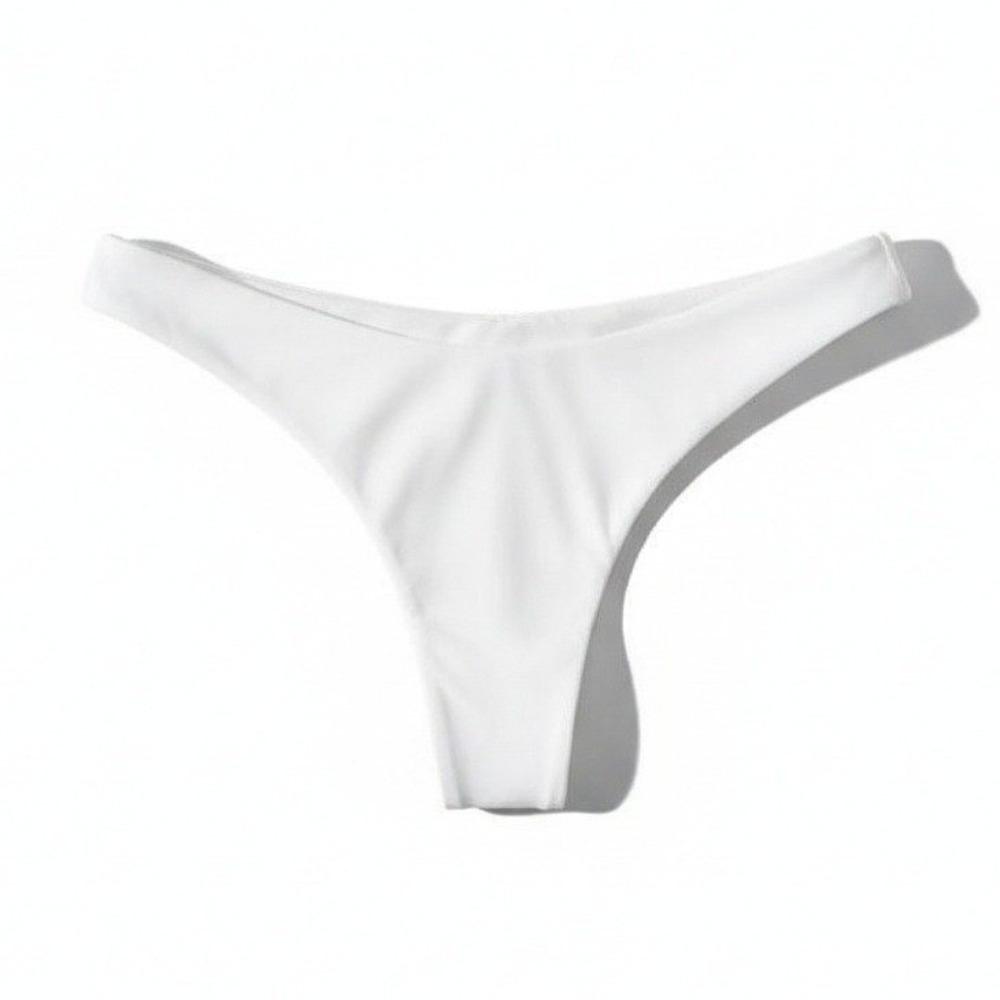 New Small White Lined Bikini Swim Bottoms Booty Brazillian Cheeky Swimsuit